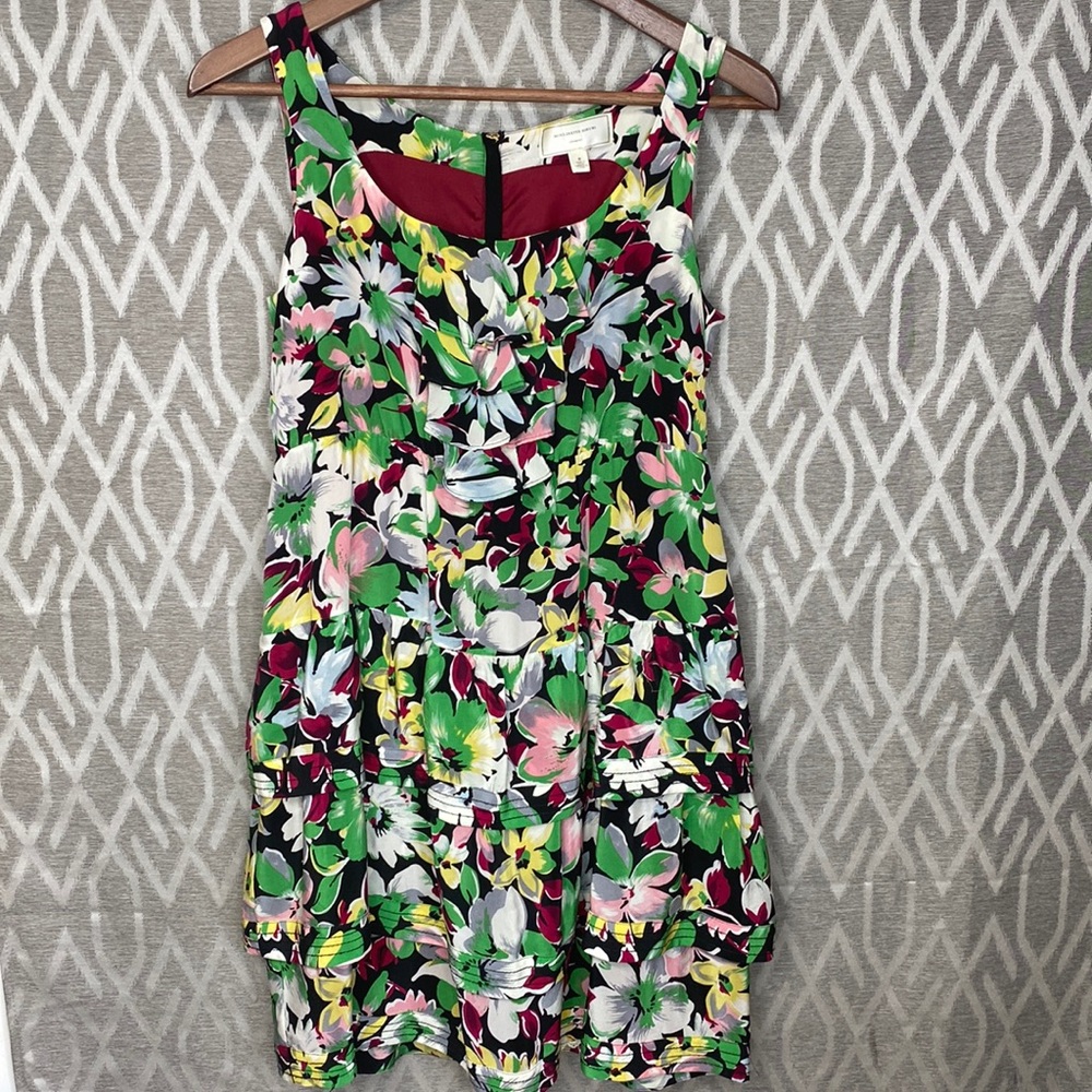 Moulinette Soeurs Fit & Flare 100% Silk Sleeveless Floral Tiered Ruffle Size: 0 - Picture 5 of 10